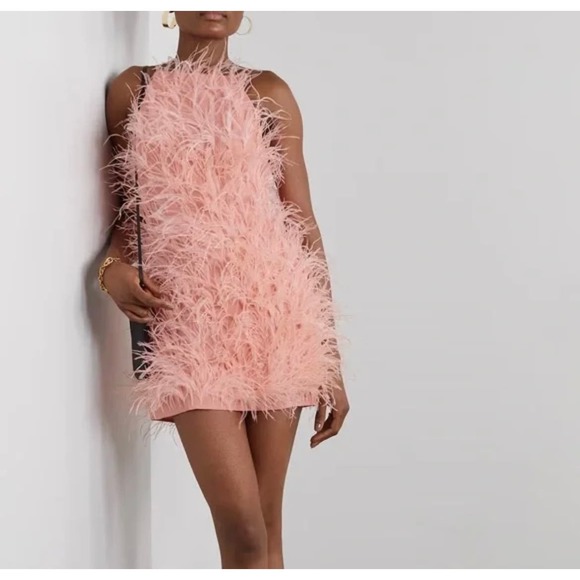 cult gaia Dresses & Skirts - cult gaia Pink Feathered Mini Dress